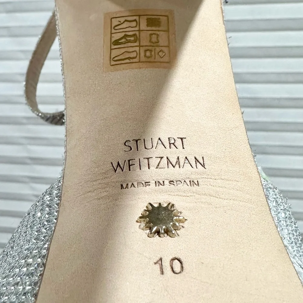 🌹STUART WEITZMAN🌹 Skyhigh 145 Silver Platform Sandal Heel Size: 10